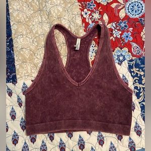 Zenana Ribbed Acid Wash Cropped Tank